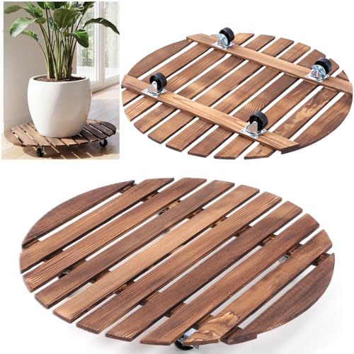 Novabright 1 Wooden Plant Caddy with Wheels, 25 Inch Rolling Stand by Unknown