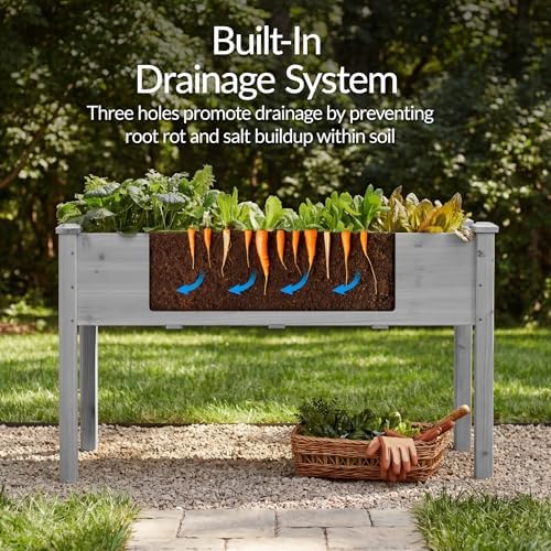 Best Choice Products 48x24x30in Raised Garden Bed, Elevated Wood Planter Box Stand for Backyard, Patio, Balcony w/Bed Liner, 200lb Capacity - Gray - Image 5