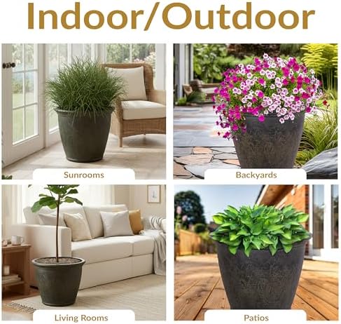 Sunnydaze Anjelica 24'' Large Plastic Planter Pot for Plants, Sable - Image 6