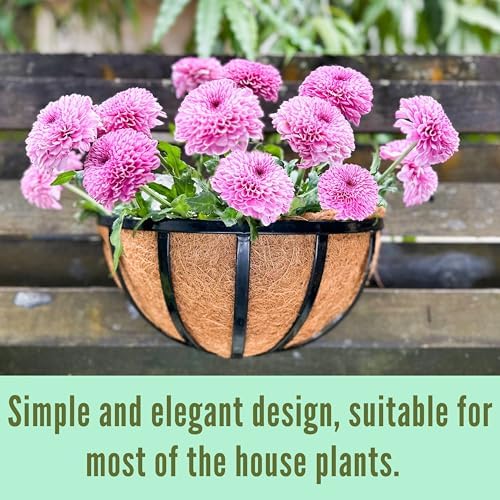 LaLaGreen Black Wall Planter (14 in, 2 Pack) Coco Liner Flower Box Holder - Image 3