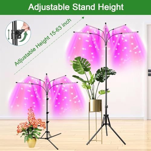 Garpsen Plant Lights for Indoor Growing, 5 Heads with Tripod, 2Pack - Image 6