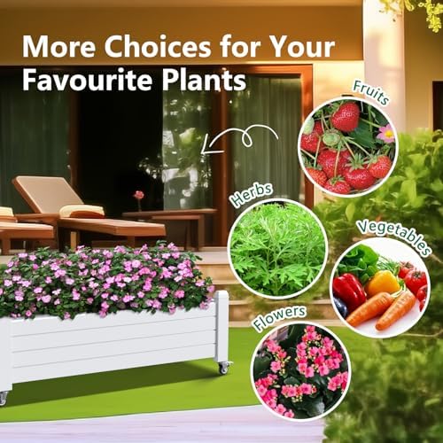 Vixzen Raised Garden Bed Outdoor,Reinforced Large Planter Box with Wheels & Storage Shelf,Mobile Planter Bed Box for Backyard, Patio, Balcony (Ashen, 17.5" h) - Image 4