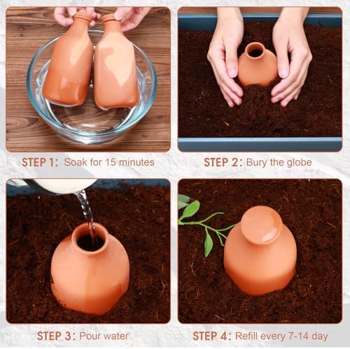 DoubleFill Ollas Terracotta Watering Pots, 18 oz, 4 Pcs - Image 4
