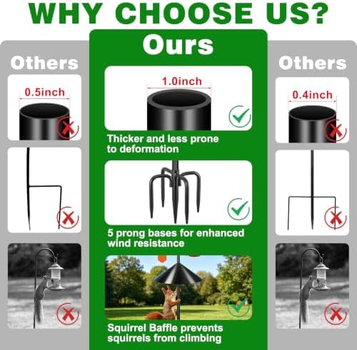 Squirrel-Proof Shepherd Hook for Outdoor, 104" Bird Feeder Pole - Image 3