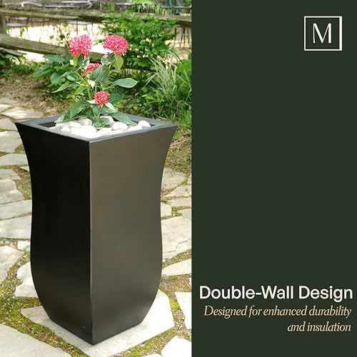 Mayne Valencia 30-Inch Tall Planter – Weather-Resistant Planter for Flowers – Durable Indoor/Outdoor Design for Patio, Porch, or Entryway - Image 4