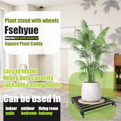 Plant Caddy with Wheels 18'' 2 Pack Metal Rolling Plant Stand Plant Dolly with Lockable Casters Aluminium Heavy Duty Pot Mover Rollers Indoor Outdoor Planter Trolley Holds up 440 Lbs Planter Black - Image 6