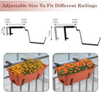 OYEAL Hanging Flower Pots for Railing Fence Outdoor Window Boxes Planter with Adjustable Hooks, Set of 2 Deck Rail Planters with 6 Detachable Plastic Planter Boxes, Drainage Holes, Brick Red - Image 5