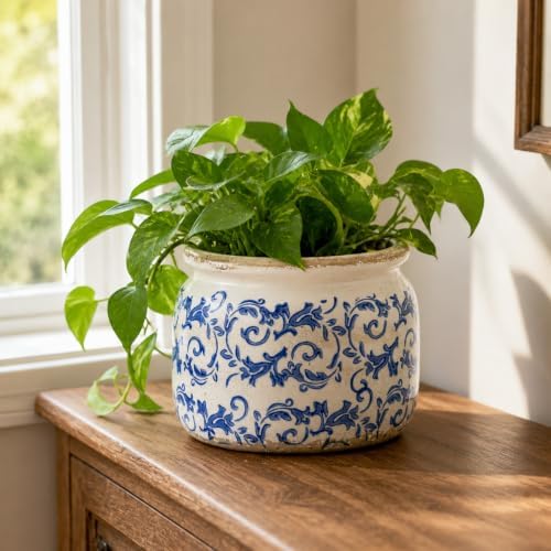 Dosayes Large Flower Pot, 7.28" Vintage Ceramic Pot of Indoor Plant - Image 5