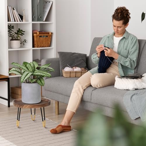 OBTAIN Plant Stand Indoor Outdoor,2 Set Mid Century Style Walnut Wood Color Plant Stand,Waterproof Design Modern Plant Table,Easily Assemble Come With Tools,Nice For Room Decor (M,L) - Image 6