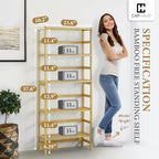 Fencer Wire 5-Tier Bamboo Shelf, Bamboo Open Storage Bookcase with Adjustable Layer, Freestanding Plant Display Stand, Multifunctional Storage Rack Stand for Bathroom, Bedroom, Kitchen, Natural - Image 3
