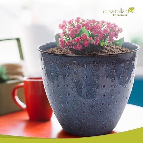 Headwind Ironstone Mandalay - 14" Denim Decorative Planter High-Gloss with Embossed Dotted Pattern & Durable Coated Finish – Lightweight Plant Pot Indoor & Outdoor Flower Pots Use by Robert Allen - Image 5