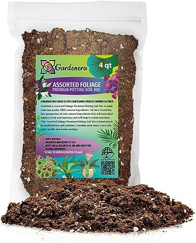 Gardenera Assorted Foliage Potting Mix - Premium Quality Blend for Healthy Root Development and Striking Greenery - 4 Quart by Gardenera
