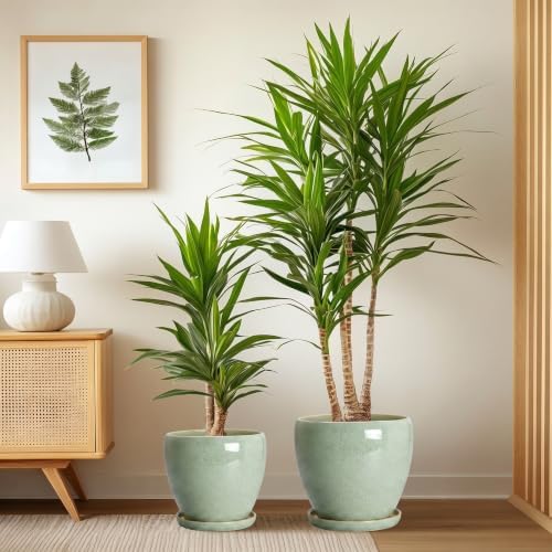 Ceramic 10/8/6 Inch Plant Pots, Ceramic Planter, Retro Green - Image 4