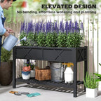 Outsunny Raised Garden Bed with Storage Shelf 47 x 22 x 31.5in, Black - Image 5