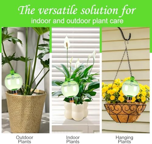 4 Pack Self Watering Globes 17oz Large Plant Watering Globes Top Fill, Self Water Planter Insert Indoor/Outdoor Plastic Water Bulbs Slow Release Terracotta for Plants, Green - Image 6