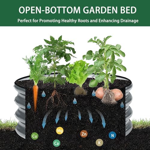 Gartist 2 Pcs 2x2X1 FT Round Galvanized Raised Garden Bed Kit, Black Outdoor Planter Garden Bed, Metal Raised Box for Vegetables, Fruits, Flowers & Herbs - Image 4