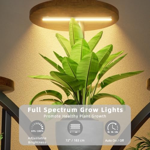 LATIBELL V-Shaped Tiered Corner Plant Stand with Grow Lights, Black, 63" - Image 3