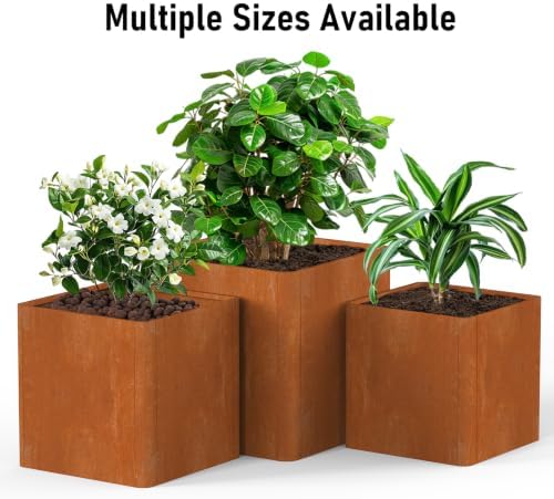 Square Corten Steel Planters 20" L x 20" W x 21" H,Pre-Rusted - Image 6