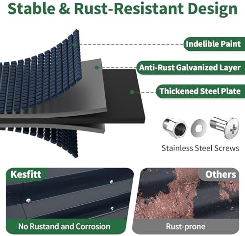 Kesfitt Raised Garden Bed, 4x2x1 FT Galvanized Steel Metal Raised Garden Bed, Oval Open-Bottom Design, 12-Inch Deep for Outdoor Vegetable & Herb Gardening, Midnight Blue - Image 2