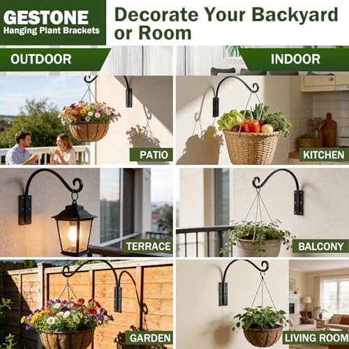Heavy Duty 16 Inch Plant Hangers Bracket Outdoor 4 Pack Hanging Plant Hook - Image 7
