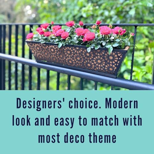 LaLaGreen Long Wall Planter (24 in, 4 Pack) Black Coco Liner Window Box - Image 5