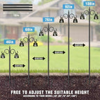 Double Shepherds Hooks for Outdoor, 108 Inch Heavy Duty Bird Feeder Pole with 5 Prongs Base, Adjustable Shepherds Hook for Bird Feeder, Garden, Weddings, Hanging Plant, 2 Pack - Image 2