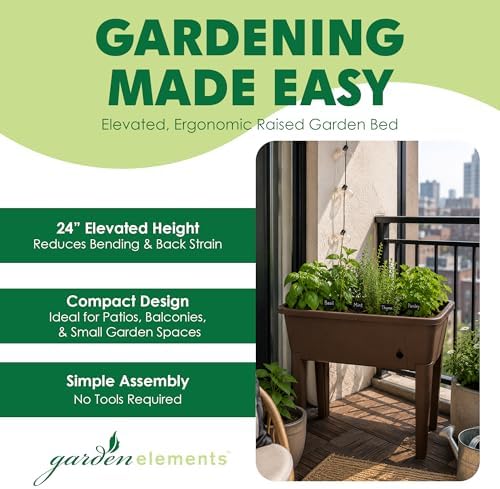 Garden Elements Brown Elevated Raised Garden Bed, 29.5" x 15" - Self-Watering Planter Box with Ventilated Grow Dome for Indoor/Outdoor Vegetables, Herbs & Seed Starting - Image 2