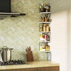 Love-KANKEI Corner Wall Shelf 5 Tier,Solid Wood/Metal Bracket,51"Tall,White - Image 2