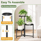 LASZOLA Plant Stand Indoor Outdoor with Large 10 Inch Plastic Tray, Black - Image 3