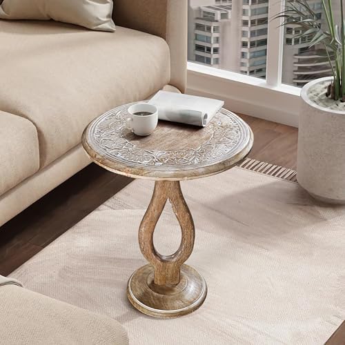Pride Styles End Table 18x22", Solid Wood Accent Side Table, White Wash - Image 6