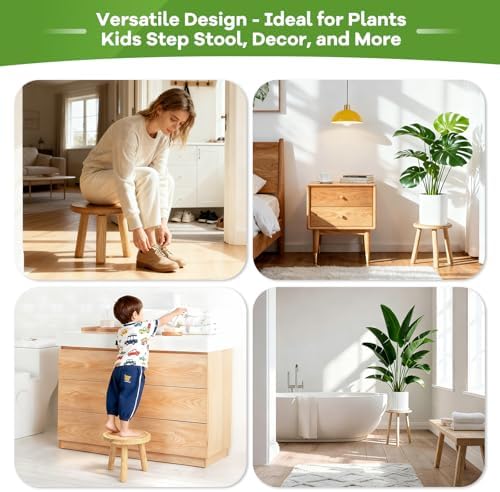 5-Pack Wood Plant Stands Indoor, Single Plant Stand for 6-22 Inch Pots, Mid-Century Modern Plant Stool, Tall Plant Stand for Large Plants Perfect Fit for Living Room, Balcony, Office(Dark Brown) - Image 3