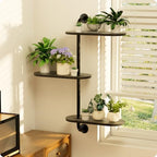 Rotating Window Plant Shelves 3-Tier, Wooden Window Shelf for Plants, Sill Space-Saving Corner Hanging Wall Stand for Multiple Plants, Indoor Home Decor, Black - Image 7