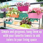 LaLaGreen Rail Planter Box (12 in, 6 Pack) Colorful Metal Deck Fence Pots - Image 6