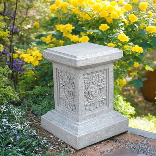 Decorative Roman Column Pedestal, English Rosette Indoor Outdoor Sculptural Garden Plinth Base Statue Riser, Weatherproof Sturdiness Plinth Base Statue Riser for Statues, Flower Pots, Decor, Cast Stone Resin (1365) - Image 4