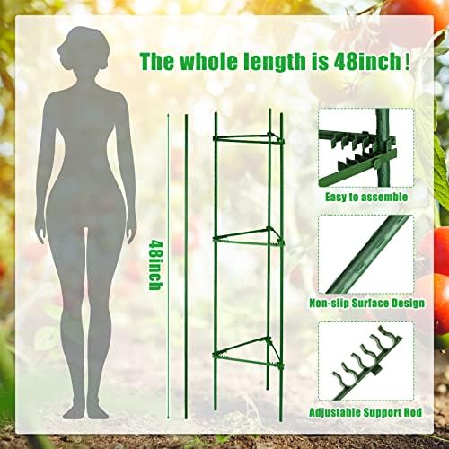 Chunful 10 Packs Tomato Cages for Garden Support up to 48", Green - Image 3