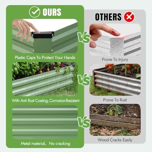 INNO STAGE Galvanized Raised Bed, 8x2x1ft Metal Garden Beds, 2pcs, Green - Image 6