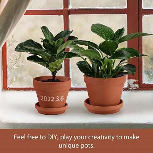 INGOFIN Bundle of 5/6/7 inch Terracotta Pots Set with Saucer and 8/8 inch Ceramic Clay Planters - Image 5