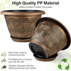 Fodetyff 14 Inch Large Planter Pot for Plants Indoor Outdoor, 4 Pack Plastic Flower Pots with Drainage Hole & Tray, Modern Decorative Garden Pot with Saucer, Plant Container for House - Image 5