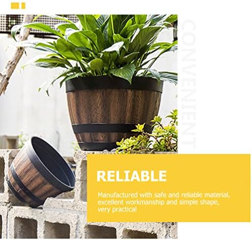 Yardwe Plant Pots Artificial Plants Bucket Planter Whiskey Barrels Bucket Rustic Flower Planter Boxes Container for Indoor Home Decoration Small Plants Plant Pots Artificial Plants - Image 7