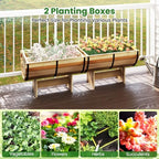 Giantex Set of 2 Half Barrel Raised Garden Bed, Acacia Wood Planter Box for Flower Vegetable Fruit, Outdoor Indoor Plant Pot with Legs for Garden Decoration, 18"x12"x11.5" - Image 4