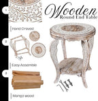 Round Accent End Table, White Wash, 18x22 - Image 4