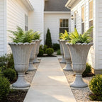 Tall Plastic Urn Planters and Pedestal - 24" Outdoor Planter Grey - Image 3