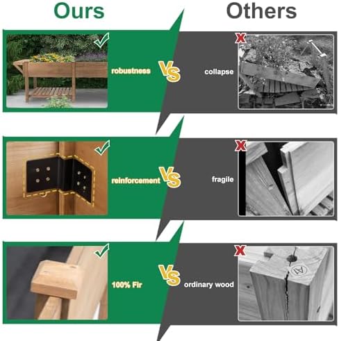 Gowoodhut Raised Garden Bed with Legs Outdoor, Elevated Garden Box with W-Connection Tabs，Large Storage Shelf for Vegetable, Flower, Herb, Easy to Assemble，81x23x32 in - Image 4