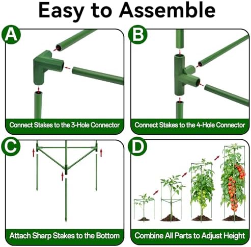 Halatool 4 Pack 57" Tall Tomato Cages for Garden, Heavy Duty Tomato Trellis - Image 3