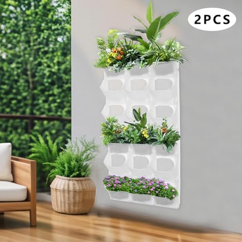 Wall Planter Vertical Garden Planters, Hanging Flower Pot Holder Box w/36 Non-Woven Fabrics Vegetable Hanging Pocket Holder Flowerpot for Porch Patio or Garden Decor (White) - Image 4