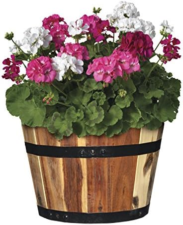 Whiskey Barrel Planter, Wooden Garden Pot, Set of 3, Acacia - Image 4