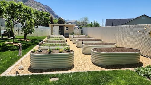 Anleolife 8x4x2ft Oval Deep Root Raised Garden Bed Kit, Antique White - Image 4