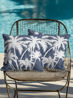 Throw Pillows 16x16 Set of 2, Tropical Palm Tree Waterproof Outdoor Pillow Covers with Insert, Vintage Dark Blue Exotic Botanical Plants Decorative Pillowcase Cushion for Patio, Garden, Couch - Image 4
