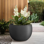 Kante Large Round Bowl Black Concrete Planter 20" Dia, Outdoor - Image 6