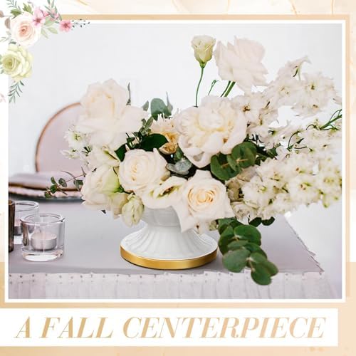 4 Pcs Metal Compote Vase, Floral Centerpiece Bowls, White - Image 4